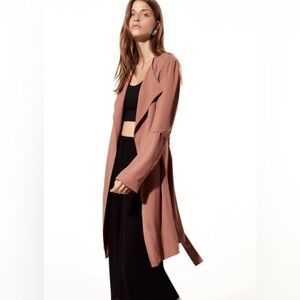 Aritzia Babaton Quincey Dusty Rose Flowy Trench Coat Jacket Women’s Size XXS